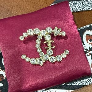 CHANEL Upcycled Gold Crystal Star Brooch